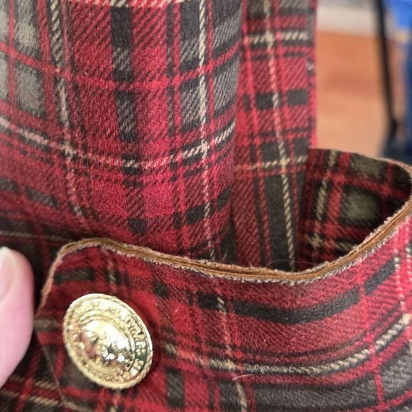 Women's Red Plaid Trench Coat - Picture 3 of 7